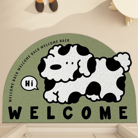 Vache et chien se saluant, boucle de soie de 50 x 80 cm Tapis de sol bouclé résistant et durable à l'usure, à motifs d'animaux de dessin animé, découpable, grattant la boue et enlevant la saleté, tapi (1/5)