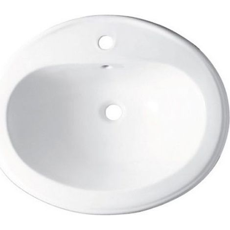 Lavabo a Incasso 61x52,5xh18 cm - Monoforo - Linee Morbide - In Ceramica - Bianco Lucido (1/2)