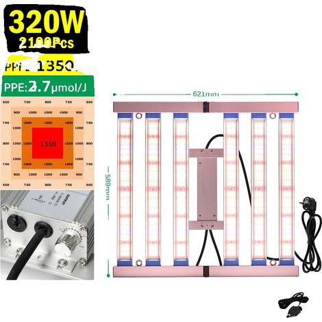 Lampe de culture LED à spectre complet, contrôle de la luminosité par bouton, puissance de 240W (1/2)