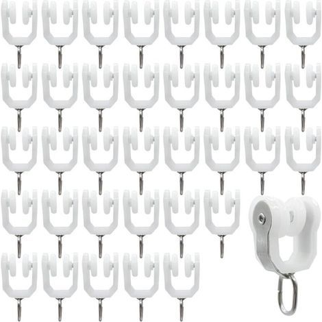Gardinenschienenrollen - 36-teiliges Set für den Außenbereich, Gardinenschiene, Gardinenhaken, Gleitschiene, Gardinenrolle aus Edelstahl (Weiß)