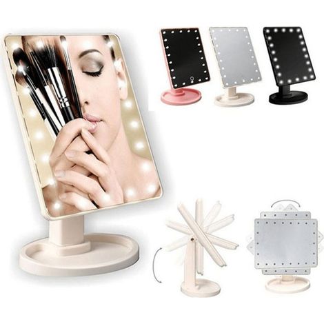 Miroir De Maquillage 16 Led Rotatif 360° Degrés Grand Miroir De Maquillage