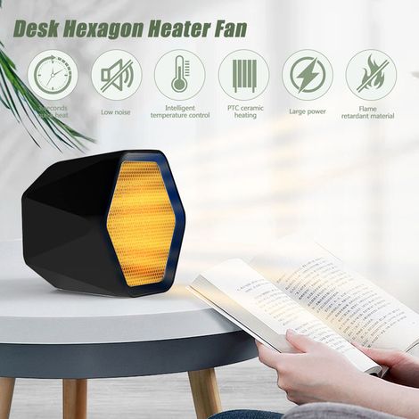 Mini chauffage de bureau 1000W PTC en céramique avec thermostat réglable pour table de bureau intérieure