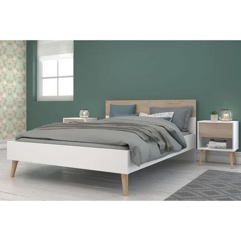 Parisot Aalborg Bett 160x200 cm Weiß und Eiche