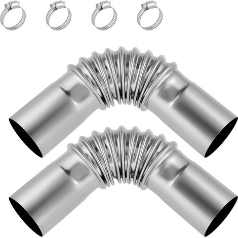 Tuyau D'Echappement de Voiture,2 Pcs Raccords Coudés en Acier Inoxydable pour Tuyau D'échappement avec 4 Collier de Serrage pour Générateur de Puissance(13 cm) (1/5)
