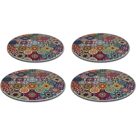 Juego de 4 manteles individuales redondos de 33 cm - fieltro grueso de 4 mm, resistente al calor, decorativo, diseño Valencia - Bertoni (1/5)