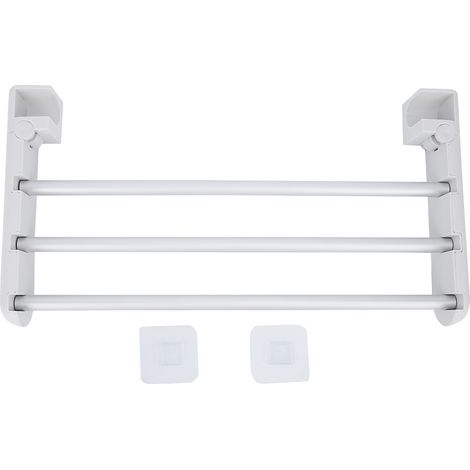 Porte-Serviettes Mural Sans Perçage - Trois Barres En Abs Et Alliage D'aluminium - Pour Salle De Bain Et Cuisine - 1 Pièce (1/5)