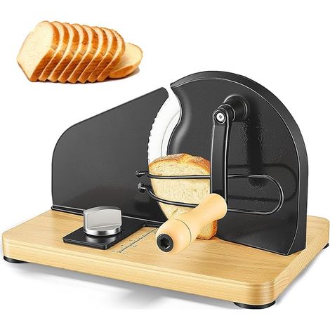Manual Bread Slicer, 304 Stainless Steel, with Scale and Thickness, Suction Cup, Adjustable Slicer, Universal Slicer for Cheese, Bread and Vegetables, Black (1/5)