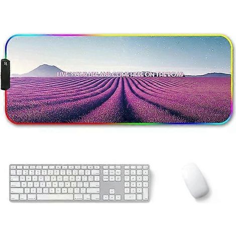 Tapis de souris lumineux RGB antidérapant - 300 x 350 x 3 mm Lavande (1/2)