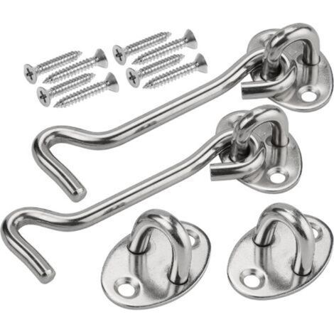 Lot 2 loquets portes robustes acier inoxydable 100 mm (1/5)