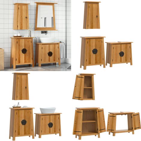3-tlg. Badmöbel-Set Massivholz Kiefer - Badmöbel - Badschränke - Kiefernholzmöbel - Vintage Badezimmer - Badezimmer Einrichtung - Home & Living (1/5)