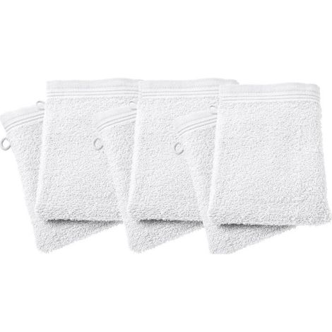 Gants de toilette éponge - COTON PUR - Spa Neige - Lot de 6 - 15 x 21 cm - 400 g/m² (1/5)