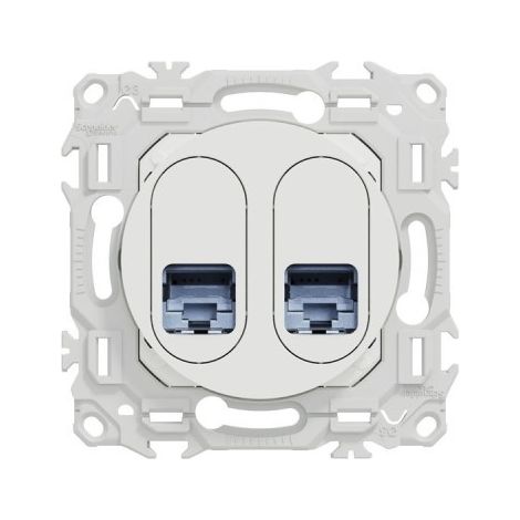 Presa doppia RJ45 Odace - Cat6A STP grado 3TV - bianco gesso - SCHNEIDER - S920487 (1/4)