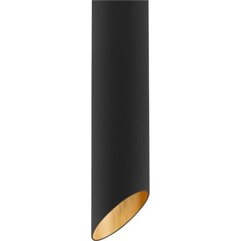 LUMICOM  ROND COUPÈ Plafoniera, 1x GU10, max 33W, metallo, nero opaco/foglia oro, D.6cm x H30cm