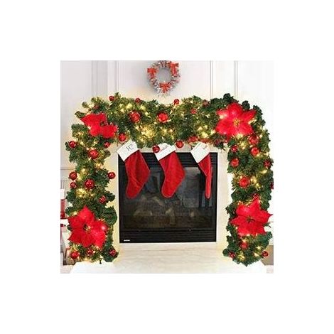 Guirnalda de luces navideñas de 270 cm – Decoración realista de PVC para uso interior y exterior – Requiere 3 pilas AA (1/5)