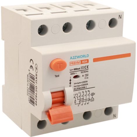 RCCB Interruttore Differenziale Puro Tipo A 3P+N 4M 300mA AC 400V IP20 IEC61008-1 PR8HM, Corrente Disponibili 40A 63A 100A (40A) (1/3)