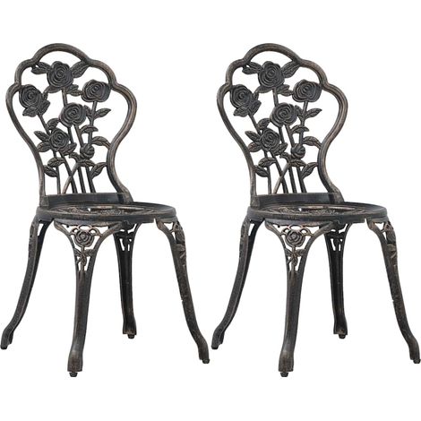 vidaXL Chaises de bistro lot de 2 Bronze Aluminium coulé (1/5)