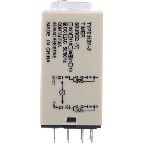 Relais temporisé H3Y-2 8 broches haute précision pour appareils électroménagers et fournitures électriques, 0-60 secondes, 24 V CC (1/5)
