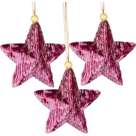 10.5cm Pink Star - 3Pcs Christmas Hanging Decorations (1/5)