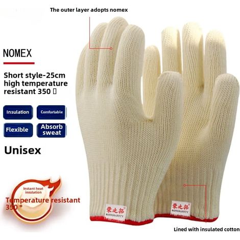 Gants en aramide résistants aux hautes températures (NOMEX 350D - 26 cm) : résistants à 500 °C, anti-coupures, isolants thermiques et anti-brûlures, pour barbecue et cuisson. Gants en Kevlar anti-brûl (1/5)