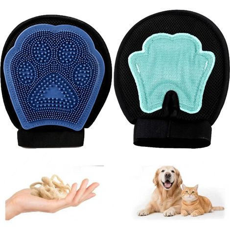 Juego de 2 guantes reutilizables para el cuidado de mascotas, aptos para mascotas, ropa y sofás — azul oscuro. (1/5)