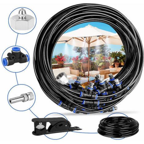 Brumisateur de Terrasse, 20M 20Buse Système de Brumisation Brumisateur Jardin Refroidissement avec Tuyau Durable et Buses Amovibles pour Jardin Terrasse Trampoline Serre (1/4)