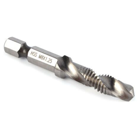 Foret Taraud M8 HSS, Taraud Mèche M8, Taraud pour Filetage 1/4" Forêt Taraudeur M8, Forets à Tige Hexagonale Forets Combinés et Outils à Main pour Forets à Bois, Métal Tendre, Aluminium, Fer (1/3)