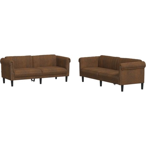 Ensemble de Canapé Sofas 2 pcs marron velours (1/5)