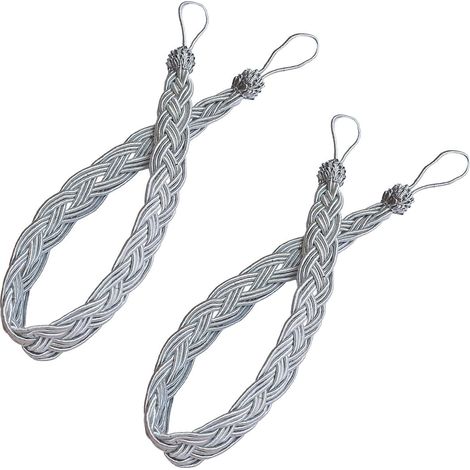 Lot de 2 embrasses tricotées à la main pour rideaux et voilages gris (1/5)