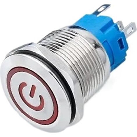 Interrupteur à Bouton-Poussoir Métallique Étanche IP67 avec LED Blanche Intégrée - 12mm 16mm 19mm 22mm - Momentané ou Verrouillable Marche/Arrêt - Câble Pré-câblé Inclus - Compatible 5V 12V 24V 220V (1/4)