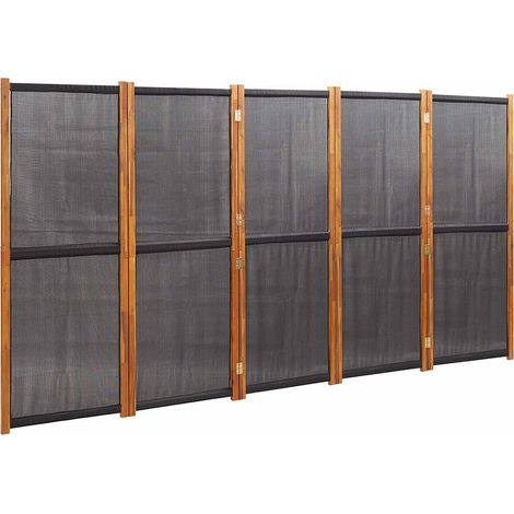 vidaXL Biombo divisor de 5 paneles negro 350x180 cm (1/2)