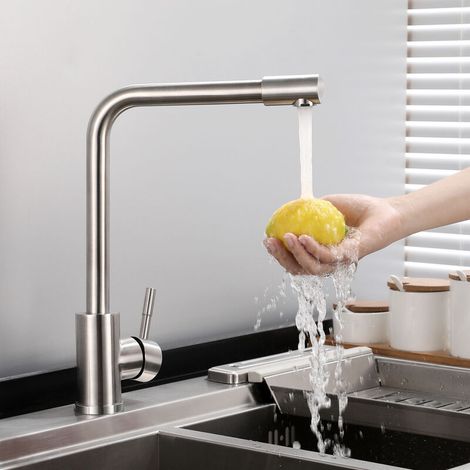 Robinet de Cuisine en Acier Inoxydable Mitigeur pour Évier de Cuisine avec Bec Rotatif à 360 ° Robinet Mitigeur Cuisine Chaud et Froid (1/4)