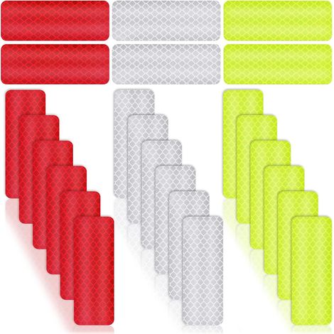 Sollbry 24 Pièces Bande Reflechissante Autocollante, Autocollants Réfléchissants d'Avertissement, Bande d'Avertissement Sécurité, 3x8 cm/1,18 x 3,25 Pouces (1/5)