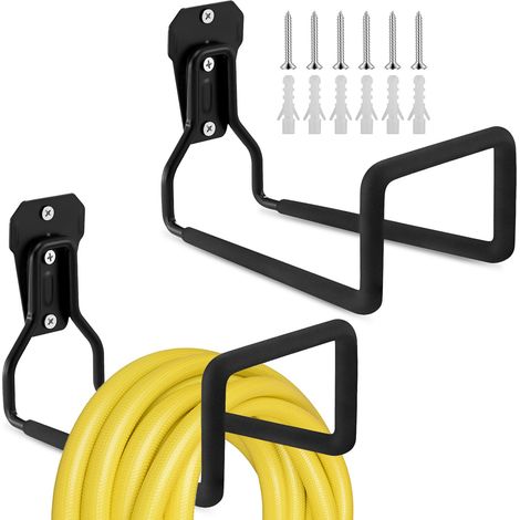 2 Pcs Support Tuyau Arrosage Jardin Métal, Crochet Rangement Pipe Eau Mural Durable, Range Outils Suspendre Robuste, Porte Dévidoir Extérieur pour Garage, Cour, Pelles, Vélos, Cordes, Tondeuses Gazon (1/5)