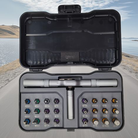 Jeu de tournevis à cliquet magnétique compact 25-en-1 Poignée réversible et détachable & embouts de précision
