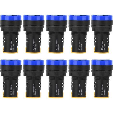 10 pièces BERM LED indicateur de puissance semi-conducteur lampe à économie d'énergie φ22mm 24V AD16-22d S (bleu) (1/5)