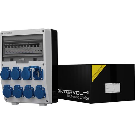 Tableau électrique de chantier TD-S/FI 8x230 V, prises Mennekes, Doktorvolt DV-6923-F (1/5)
