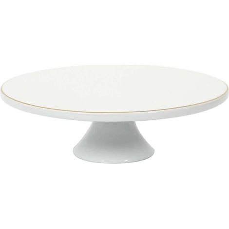 Support à Gâteau - HOME DECO FACTORY - Liseré Doré - Porcelaine - Or et Blanc