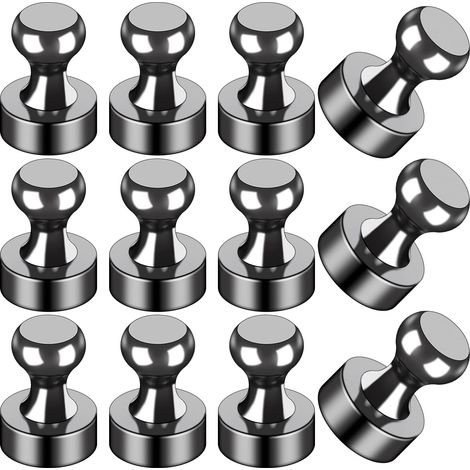 Aimants pour réfrigérateur (12 pièces), tableau blanc pour réfrigérateur, petits aimants puissants, pour salle de classe, noirs