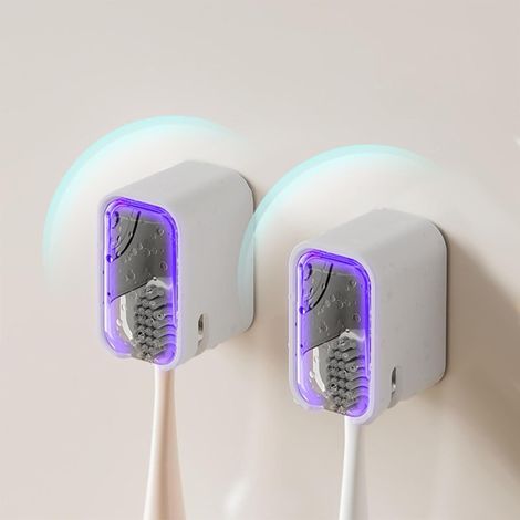 Set of 2 wall-mounted toothbrush holders - Bathroom organizer with lid - Safe shower dispenser for family travel (1/4)
