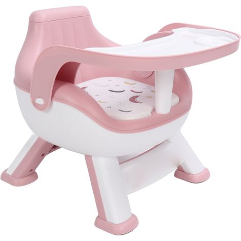Chaise haute bébé avec plateau double, dossier à coussin couineur, chaise de salle à manger multifonctionnelle pour enfants, jaune (1/5)
