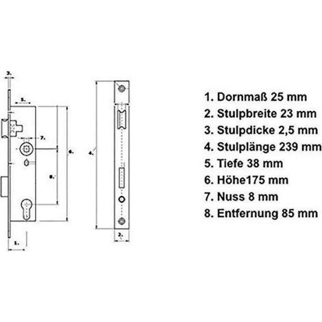 Serrure A Encastrer - Porte De Jardin - Monopoint - Acier Inoxydable - 85 Mm - Plaque Frontale Etroite (1/2)