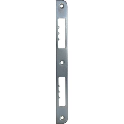 Schließblech R10 gerade, Türbeschlag Türschließblech Türzubehör, rationelle Nacharbeit, Stahl verzinkt, einseitig abgerundet, 210x20x3 mm