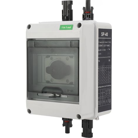 Interrupteur d'isolement CC solaire/disjoncteur CC photovoltaïque 1000 V 32 A (une entrée, une sortie) pour onduleurs, boîtiers de raccordement et systèmes de stockage d'énergie par batterie (1/5)