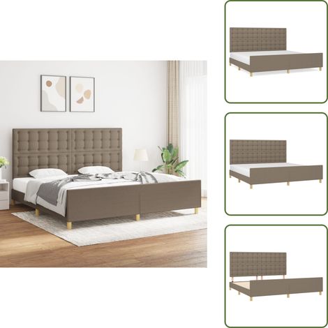 Cama de tela - vidaXL Cama sin colchón tela gris taupe 200x200 cm - Cama con cabecero ajustable