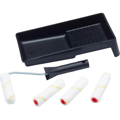 Lot de 6 mini-rouleaux microfibre 100 mm poils courts (1/5)