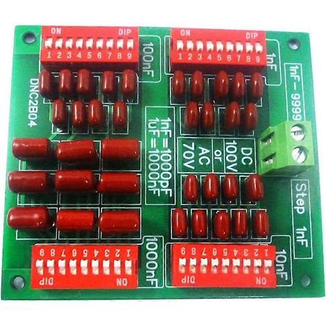 Programmierbare Kondensatorplatine DNC2B04, von 1 nF bis 9999 nF in 1-nF-Schritten, über vier Dekaden. C35 DIN-Polypropylen-Folienkondensator, ohne Gehäuse. (1/5)