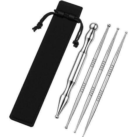 Set mit 4 Akupressurstiften aus Edelstahl für Gesichtsreflexzonenmassage, Tiefengewebsmassage und Muskelentspannung (1/5)