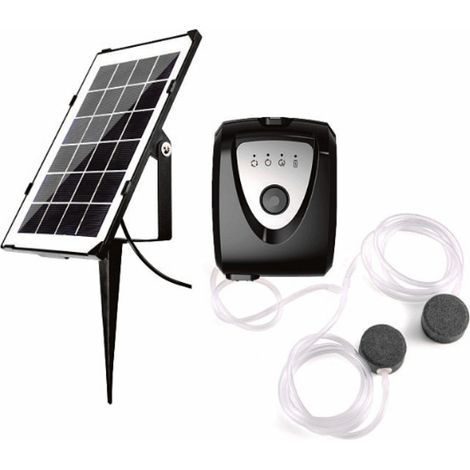 Aérateur solaire de bassin 3,5 W avec batterie de 4000 mAh e USB, convient pour les étangs de jardin, les aquariums (noir) (1/5)