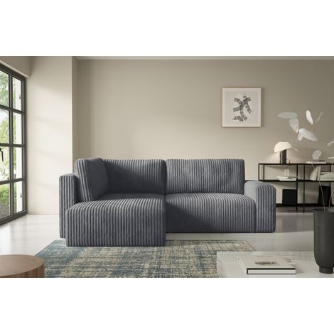 Ecksofa mit Schlaffunktion NATALIA XL in Stoff Tilia Grau Ottomane Links