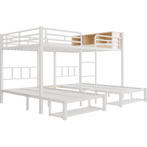 Letto a castello in metallo bianco con 3 posti letto 140x200/90x200 cm HOMVRA (1/5)